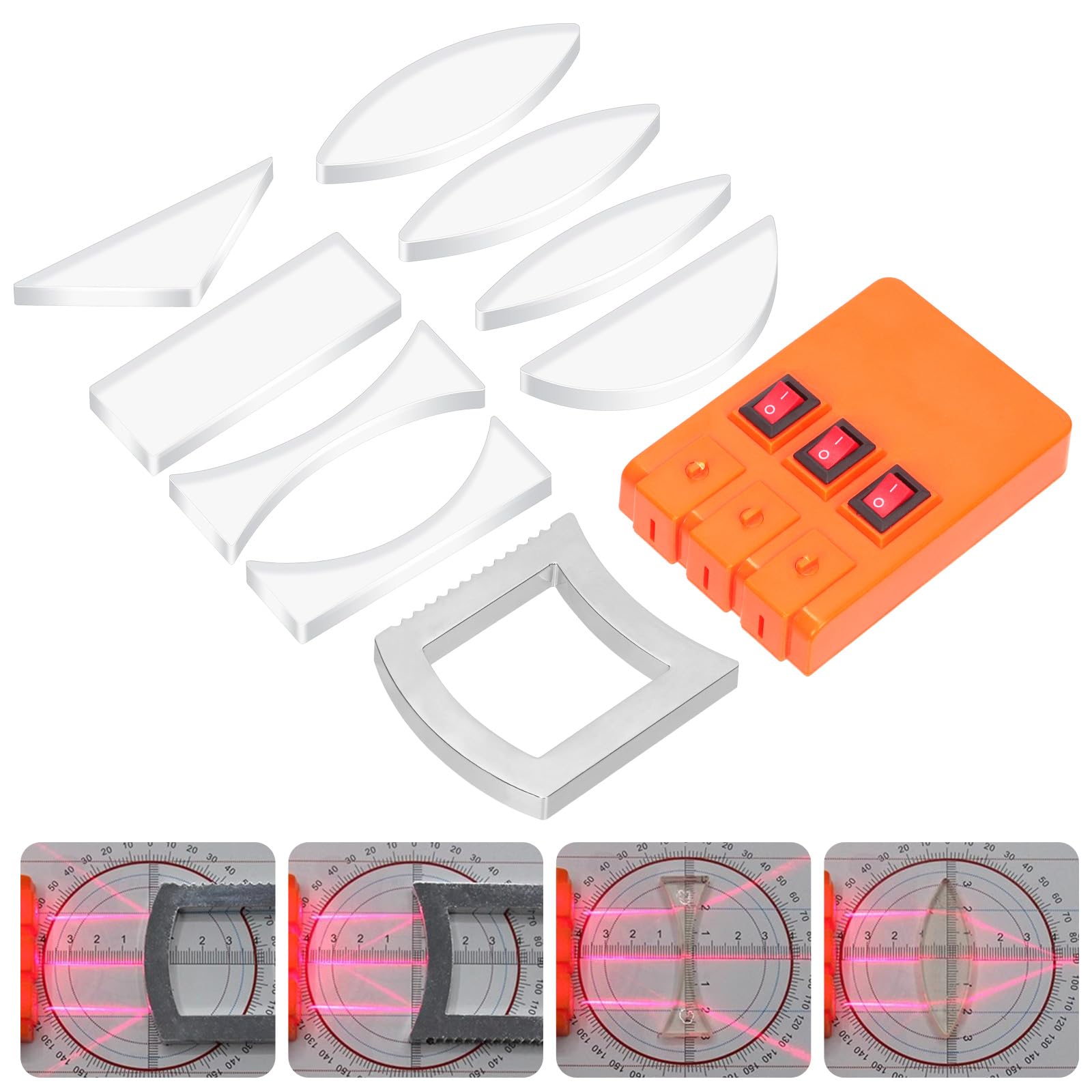 Tanstic 11Pcs Physics Optical Experiment Set Physical Optics Set Light Source Teaching Demonstration Equipment for Teacher Student Education