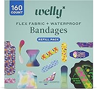Vista 1 de Welly Bandage Large Refill Pack Adhesive Flexible Fabric, Glow-in-The-Dark & Waterproof Bandages Assorted Shapes and Patterns for Minor Cuts