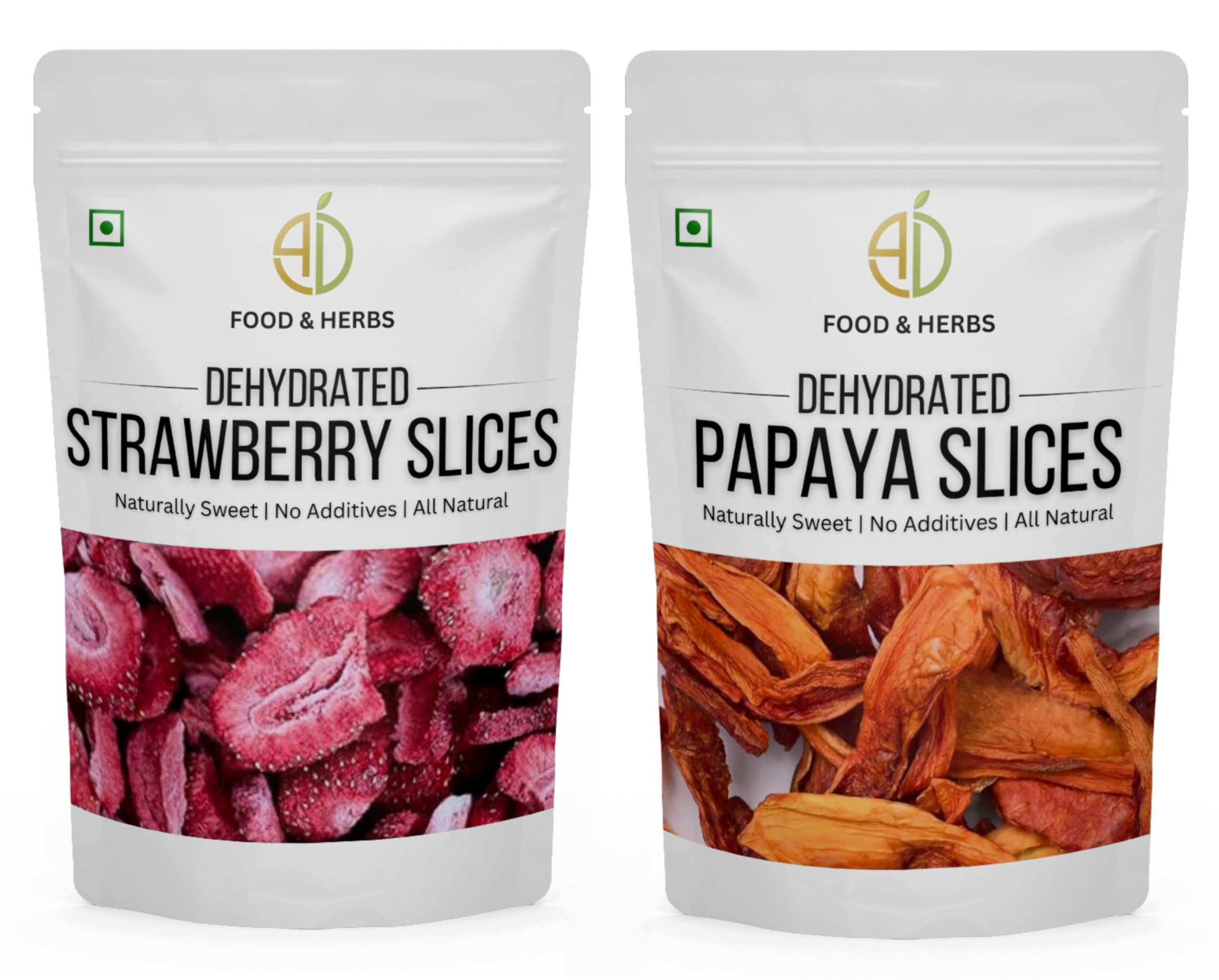 A D Food & Herbs Dehydrated Strawberry and Papaya Slices, No Added Sugar, for Smoothies, Soups, Salads, Garnishers, Healthy Snacks Combo (20 GMS x Pack of 2)-image-7