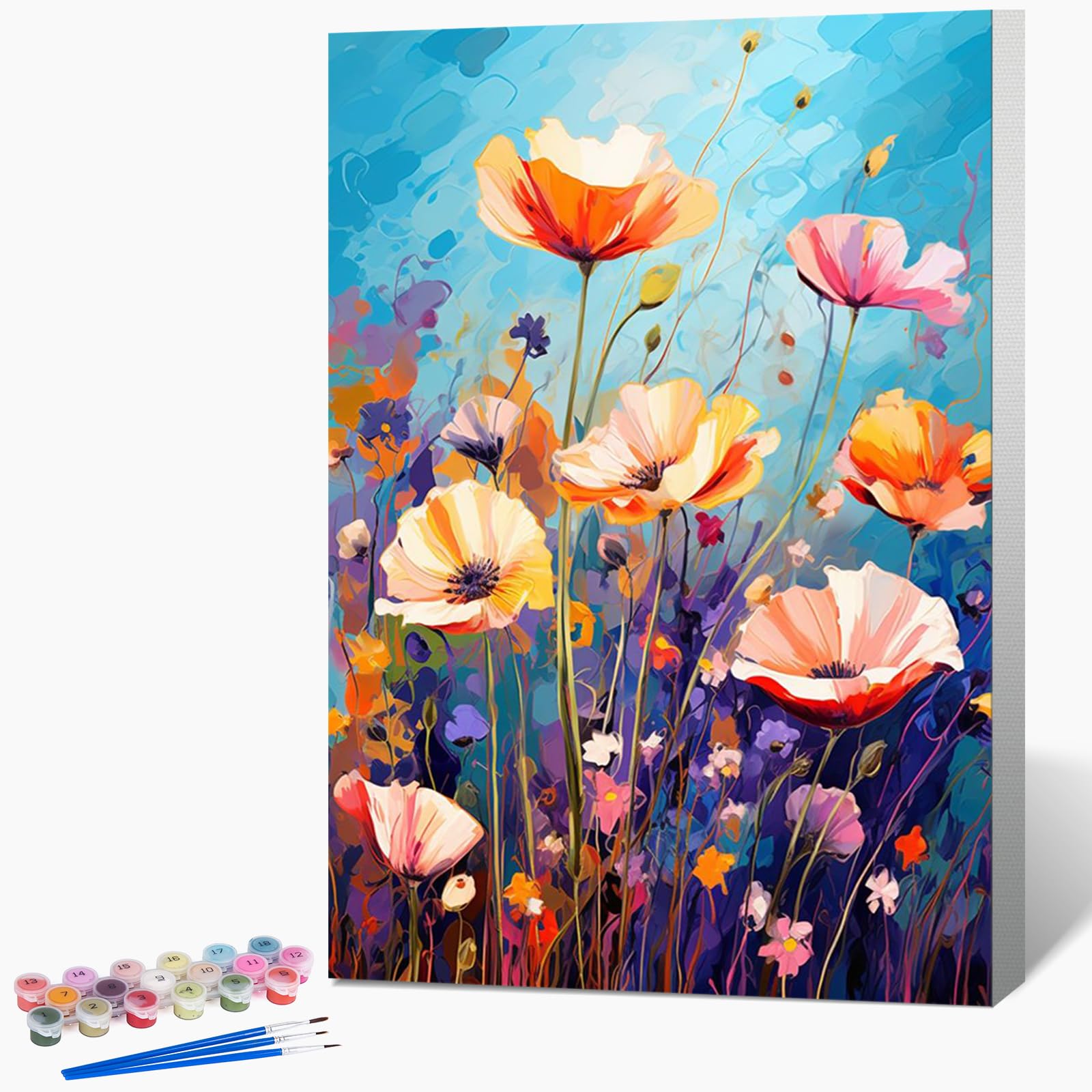 Querencia Flowers Paint by Numbers for Adults with Frame 8X12 in