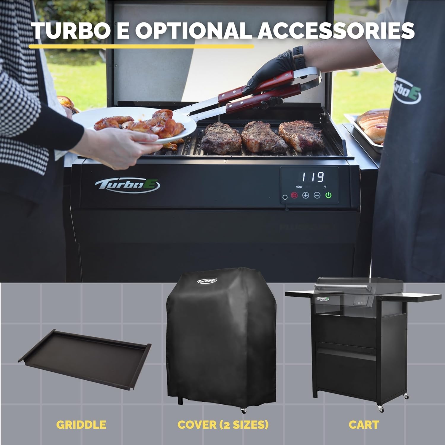 Turbo E Sport Compact Electric Grill, 1700W Infrared, Digital Display with Probe, Apartment Friendly