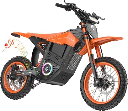 Electric Dirt Bike,34/37/40MPH & 37/60-Mile Electric Motorcycle,Dual Hydraulic Suspension & Brakes,Bluetooth Speaker & Ambient Light,Mountain Off Road for Teens & Adults