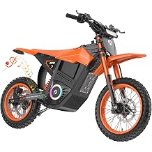 Electric Dirt Bike,34/37/40MPH & 37/60-Mile Electric Motorcycle,Dual Hydraulic Suspension & Brakes,Bluetooth Speaker & Ambient Light,Mountain Off Road for Teens & Adults