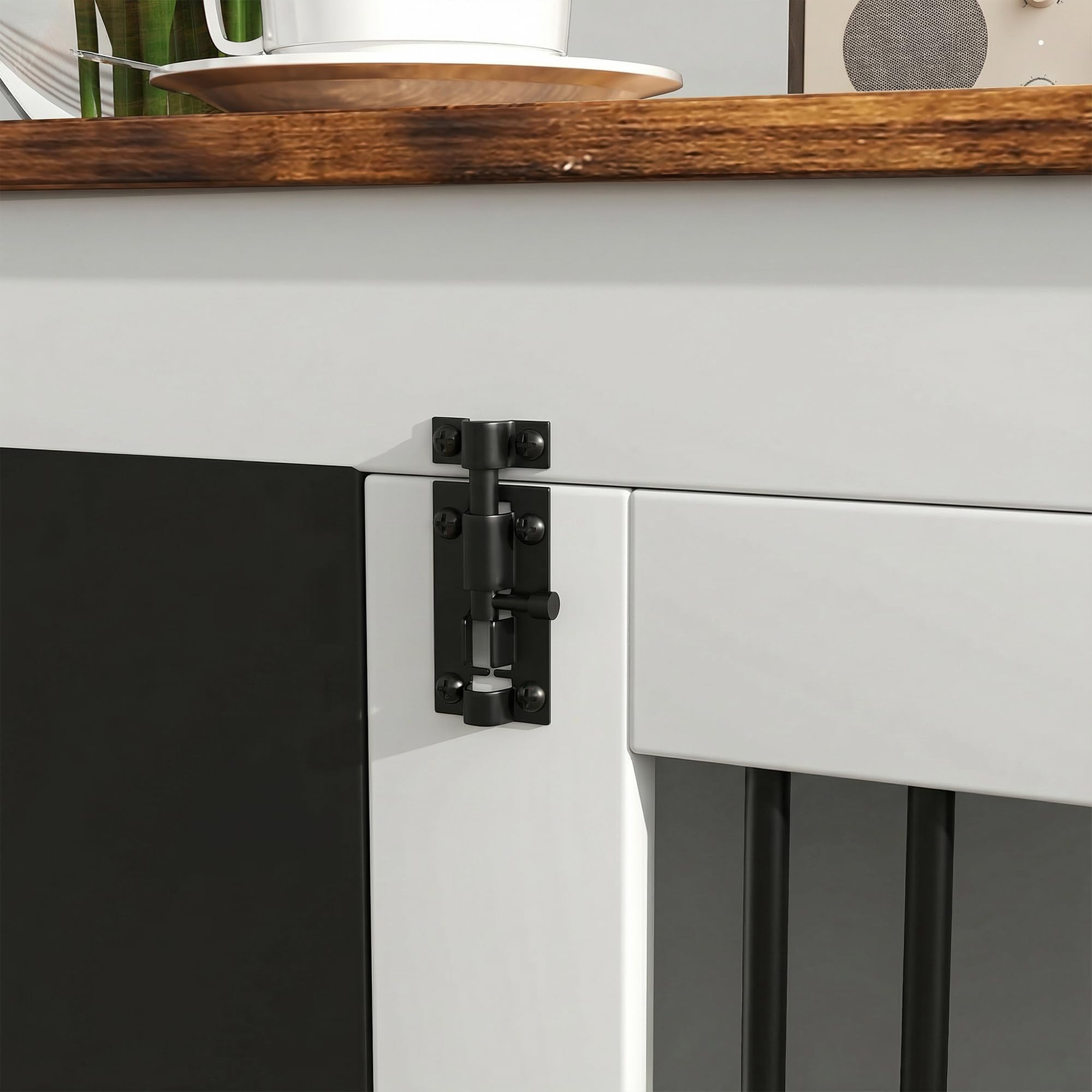 PawHut Jaula para Perros, Jaula para Perros de Interior, con 3 Puertas, Pizarra, Doble función, para Perros medianos de hasta 20 kg, 80 x 60 x 70 cm, Blanco