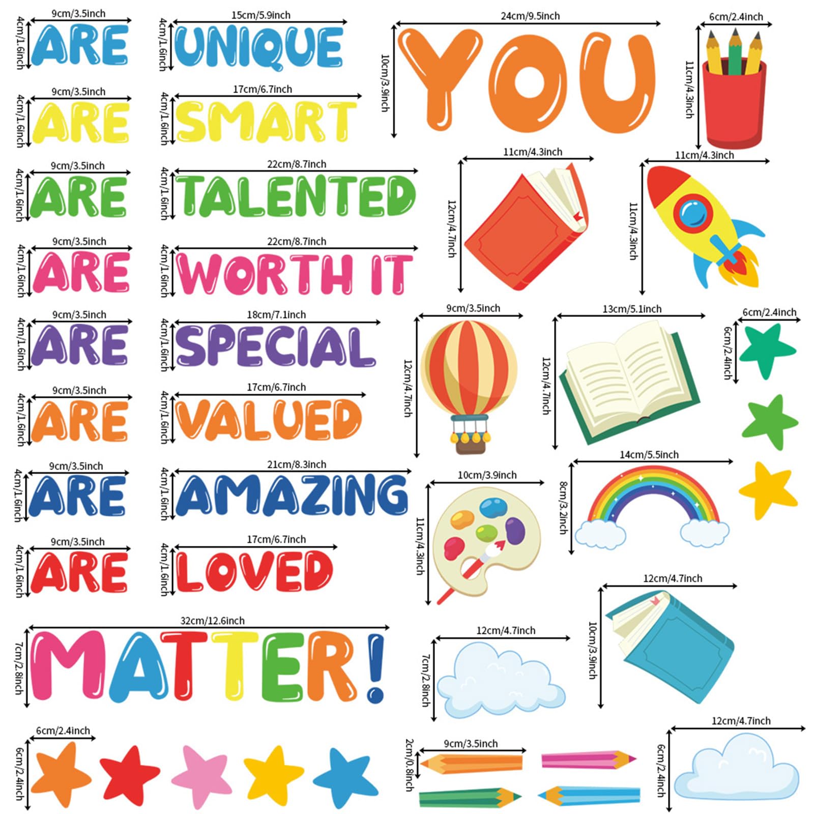 Inspirational Wall Stickers for Kids, Colourful Motivational Quote Decals with Watercolour Style - Image 4