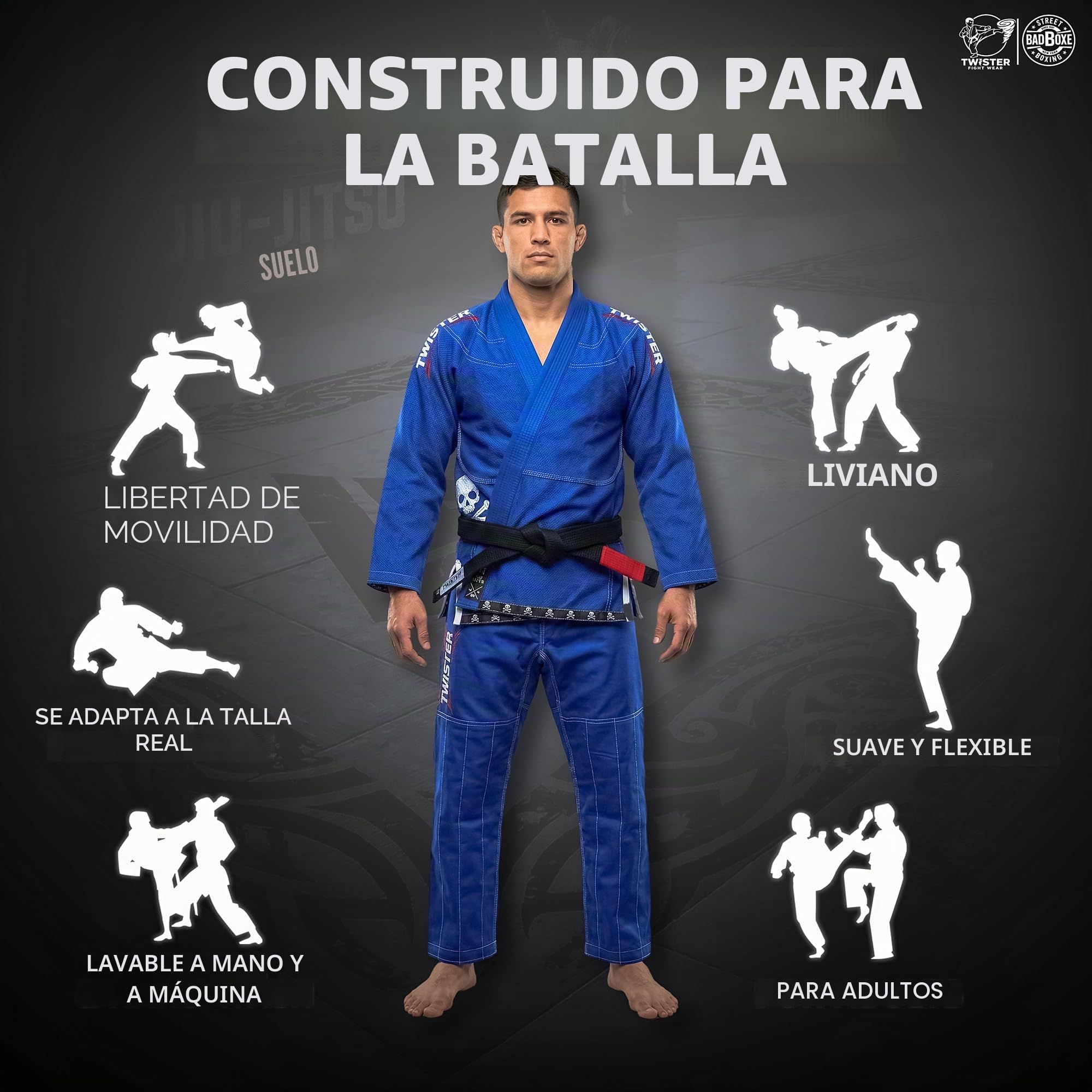 Twister Progress 5.0 Brazilian Jiu Jitsu Gi | BJJ Gi | Lightweight Preshrunk Pearl Weave | With Pants and Jacket 475gram (BLUE, A1)
