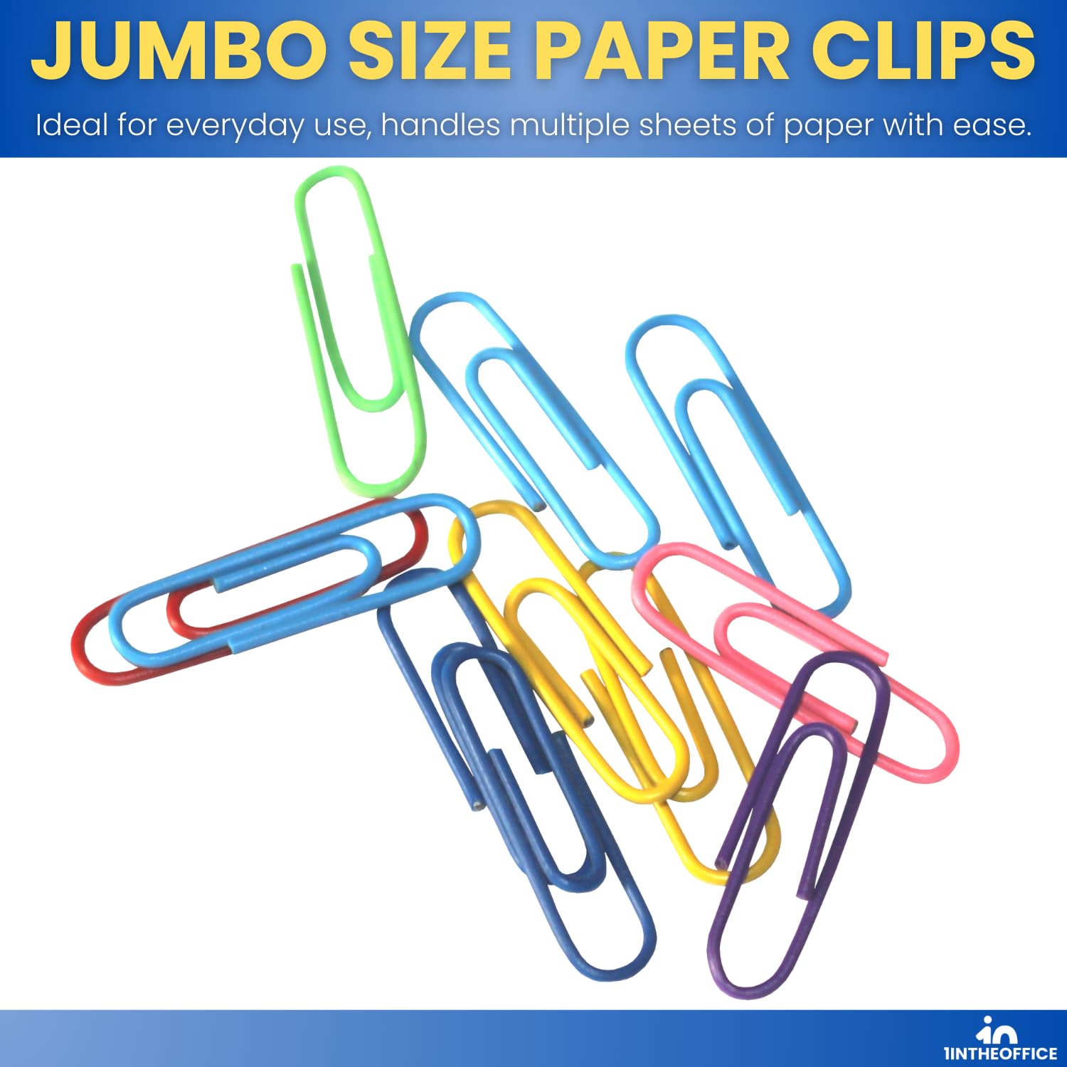 1 intheoffice Jumbo papel Clip, suave grandes Clips de papel con revestimiento de vinilo "500 piezas"