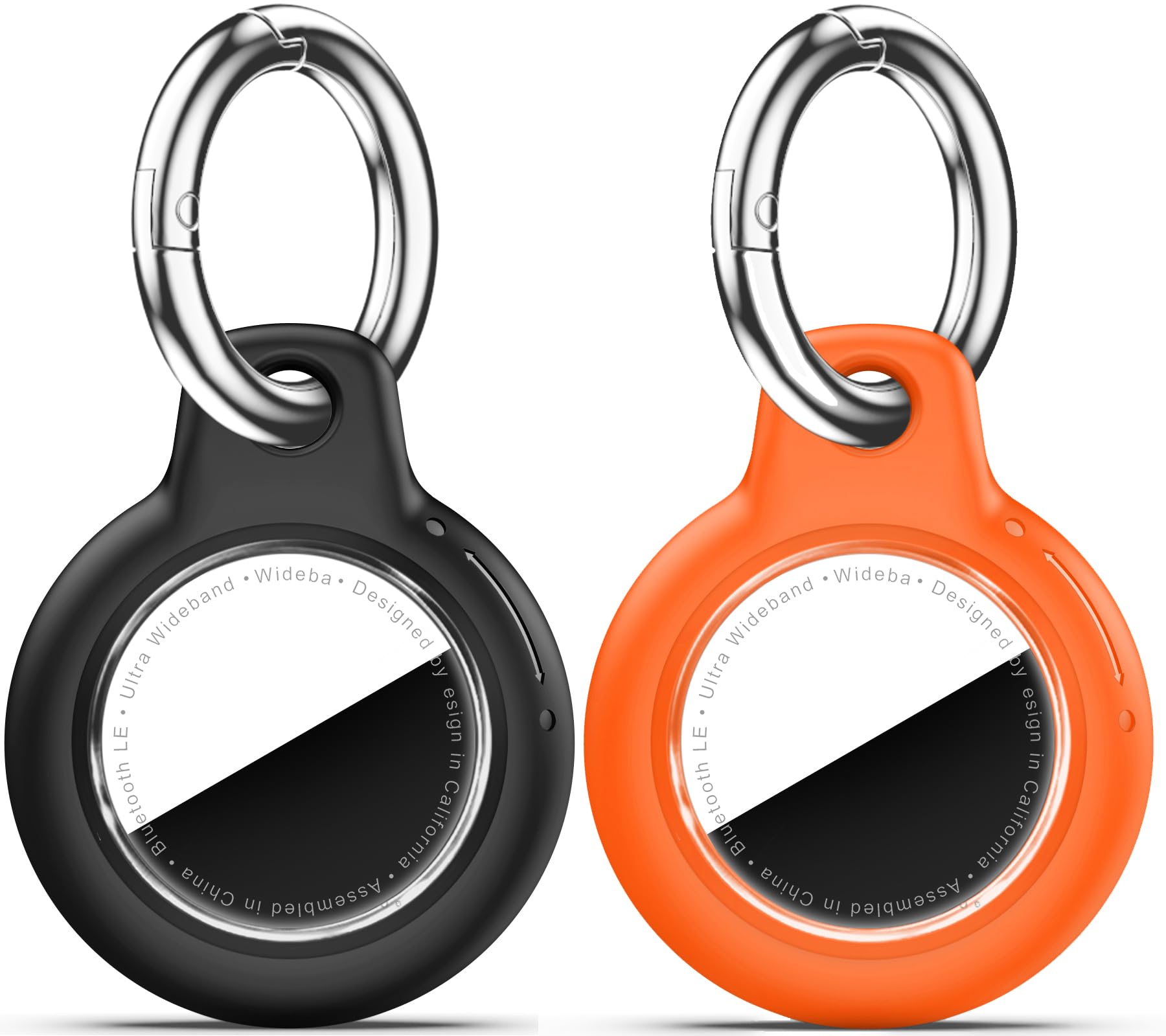 Upgrade Waterproof 2 Pack Airtags Holder with Apple Airtags Keychain, Hard PC Air Tag Case, Anti-Scratch &amp; Shock Air tag Holder, Men's Women's Keyrings &amp; Keychains -Black+Orange