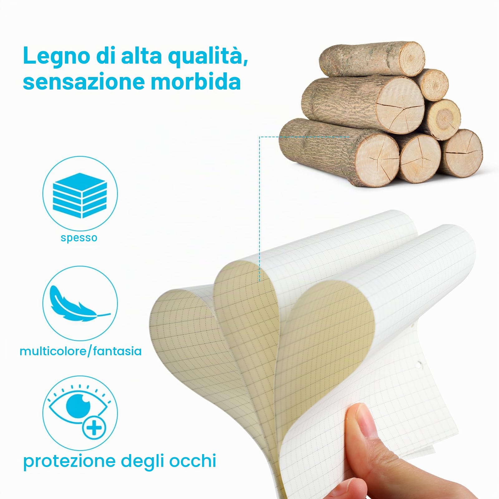 Inserti per raccoglitori ad anelli A5 quadretti 180 fogli ricarica 6 fori carta