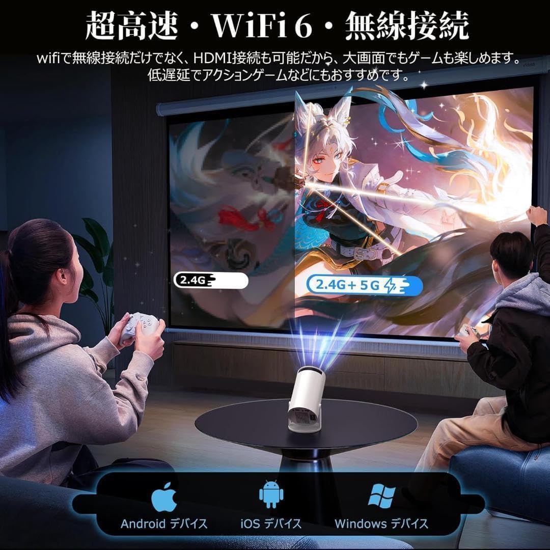 プロジェクター 家庭用 18000LM 270°回転4K対応Android TV Charmelife