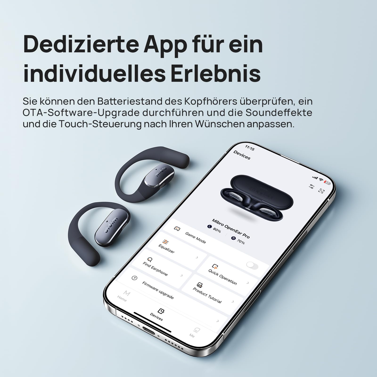 Mibro OpenEar Pro Kopfhörer Bluetooth 5.4, IPX4 Wasserfest | Wireless-Ohrhörer mit Mikrofon Bluetooth Earbuds, 30 Stunden Wiedergabezeit Open-Ear-Kopfhörer, Schnellladung (Schwarz)