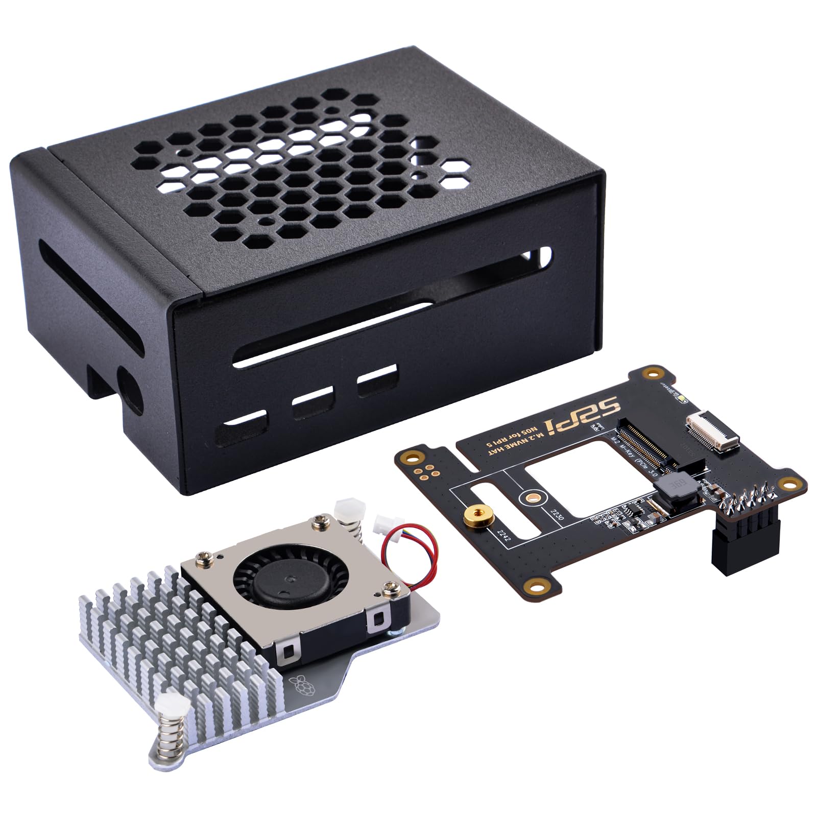 Raspberry Pi 5 8GB 本体　クーラー+NVME拡張ボード付き Amazon.co.jp: GeeekPi N05 PCIe M.2 NVMe SSD ボード、メタルケース