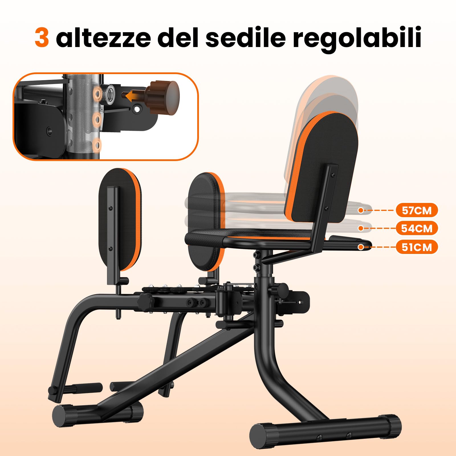 HXD-ERGO Macchina per Abduzione dell’Anca per Casa, Glute Trainer con Resistenza Regolabile, Attrezzo per Allenamento Glutei e Cosce, Compatta