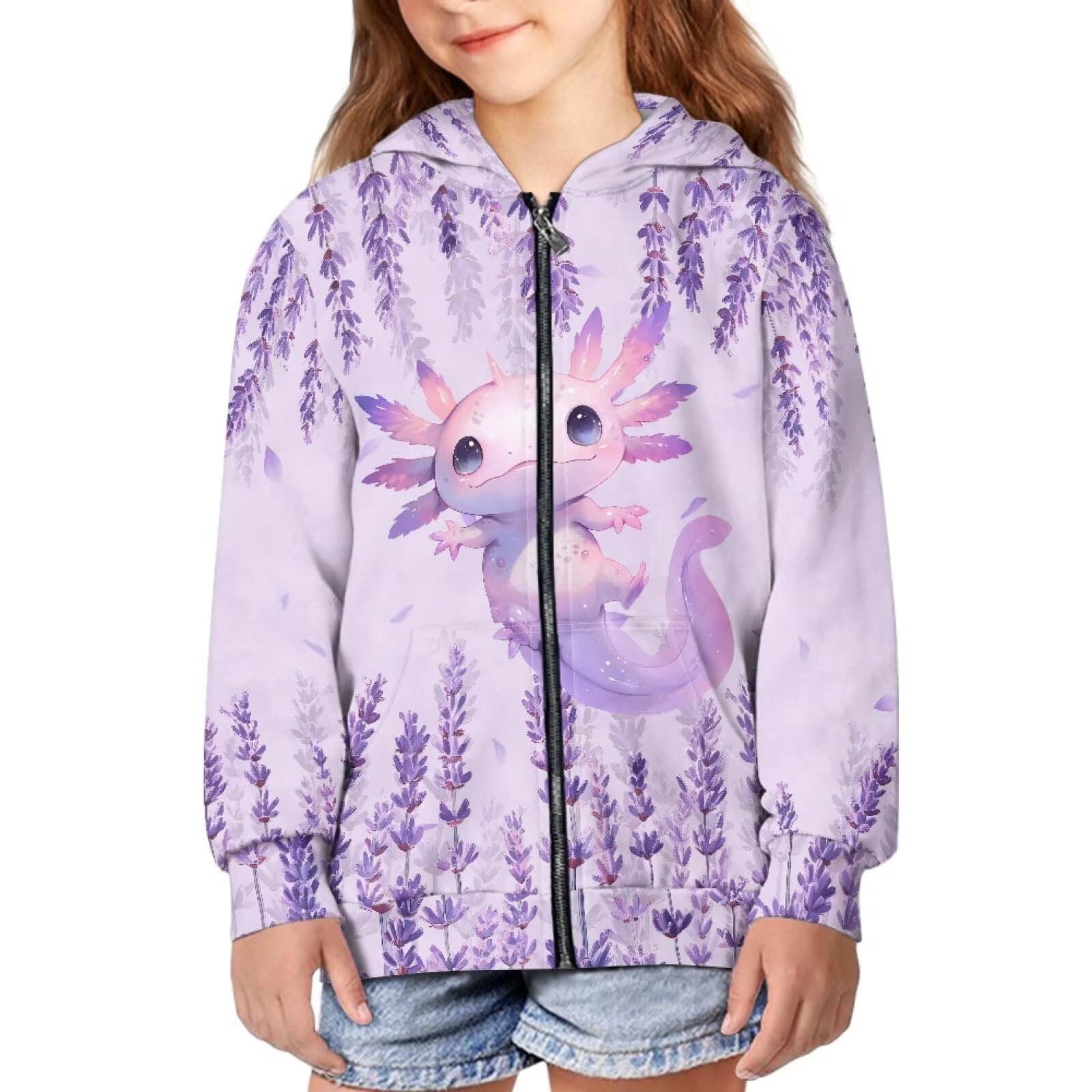 Unisex Zipper Sweatshirt Boys Girls Hooded with 2 Pocket Pullover Hoodies for 6-16Y Kids