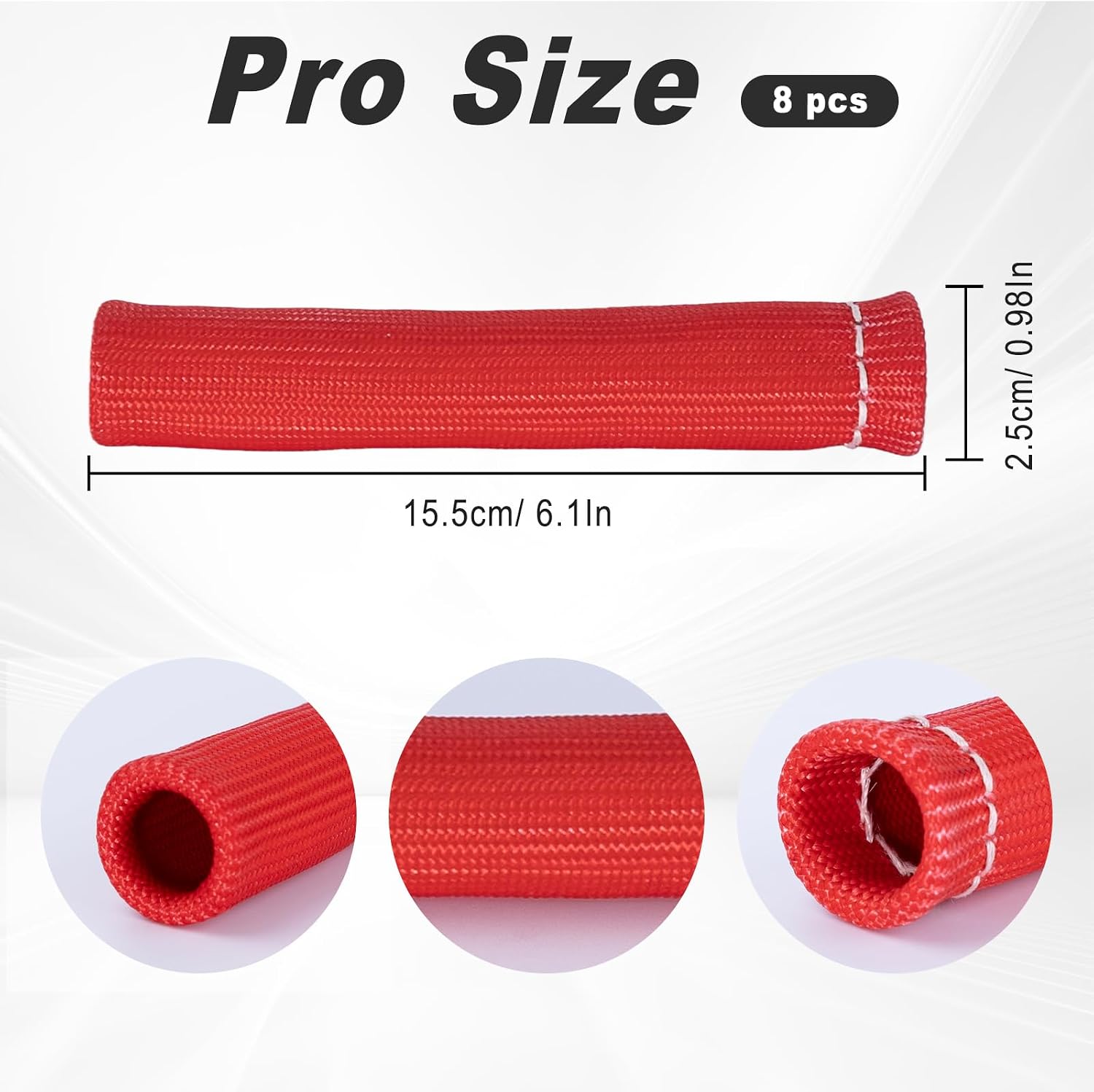 8PCS Spark Plug Wire Heat Shield, 2500°F Spark Plug Heat Shield Sleeve, Compatible with SBC BBC 350 454 Engines, 6 Inch (Red)