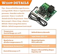 Vista 2 de W1209 12V DC Controlador de Temperatura Digital Tablero Micro Termostato Digital -58.0-230.0 °F Interruptor electrónico de control de temperatura