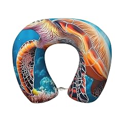 Sea Turtle Memory Foam Travel Pillow Soft U-Shaped Neck Support with Washable Cover and Adjustable Snap for Travel
