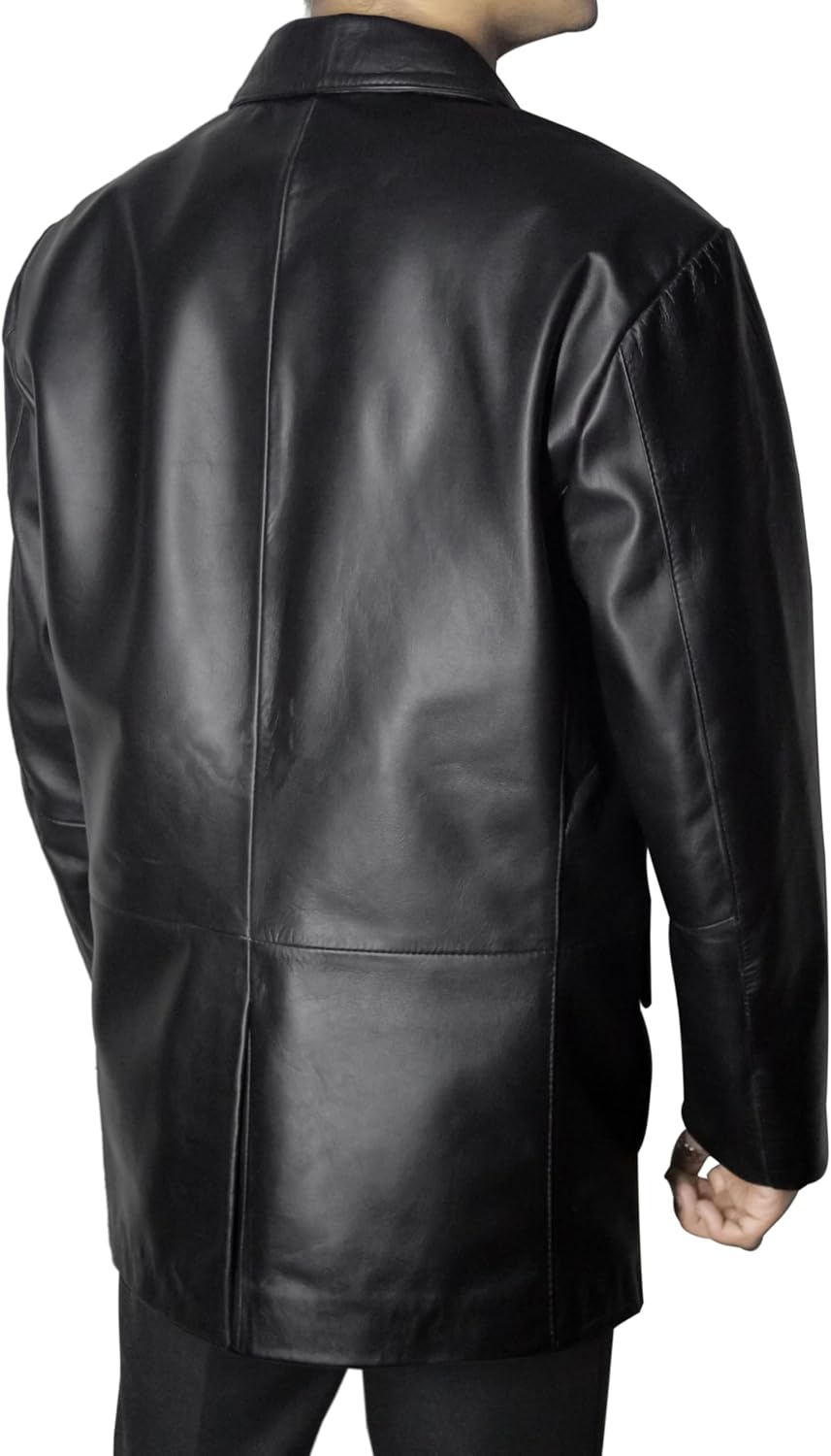 Lambskin Leather Blazer for Men Casual - Mens Leather Blazer Jacket Genuine Leather Sport Coat Men