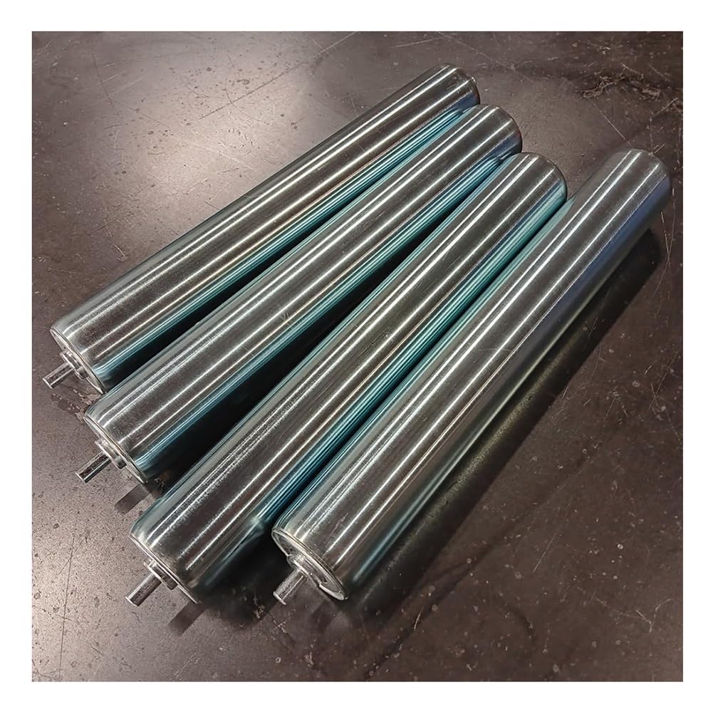 Set of 4 Stainless Steel Conveyor Rollers, 8mm Axle Diameter | Replacement Steel Rollers for Transfer, Roller Stands(Silver-32mm,500mm)