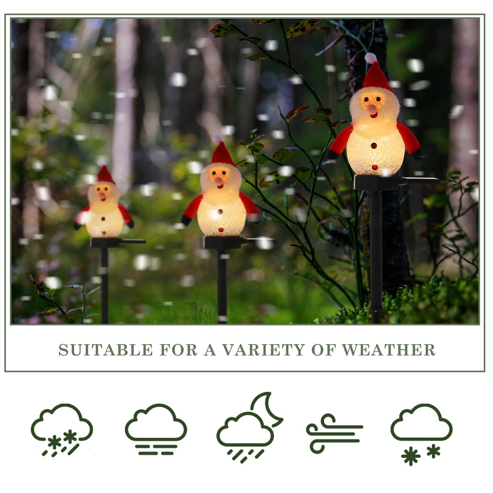 2pezzi Luce Solare Natalizia Decorativa per Esterni Ornamento Luminoso Solare Creativo Lampada da Giardino Luce da Prato per Natale