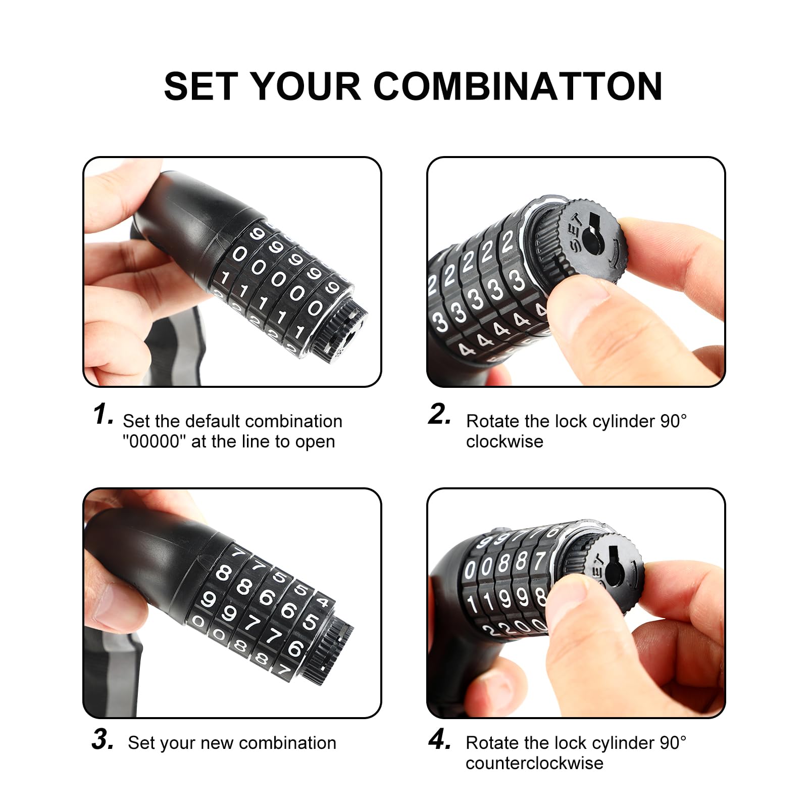 Lucchetto Bici A Combinazione 5 Cifre Con Catena Riflettente - Antifurto Per Biciclette E Moto - Foto 9