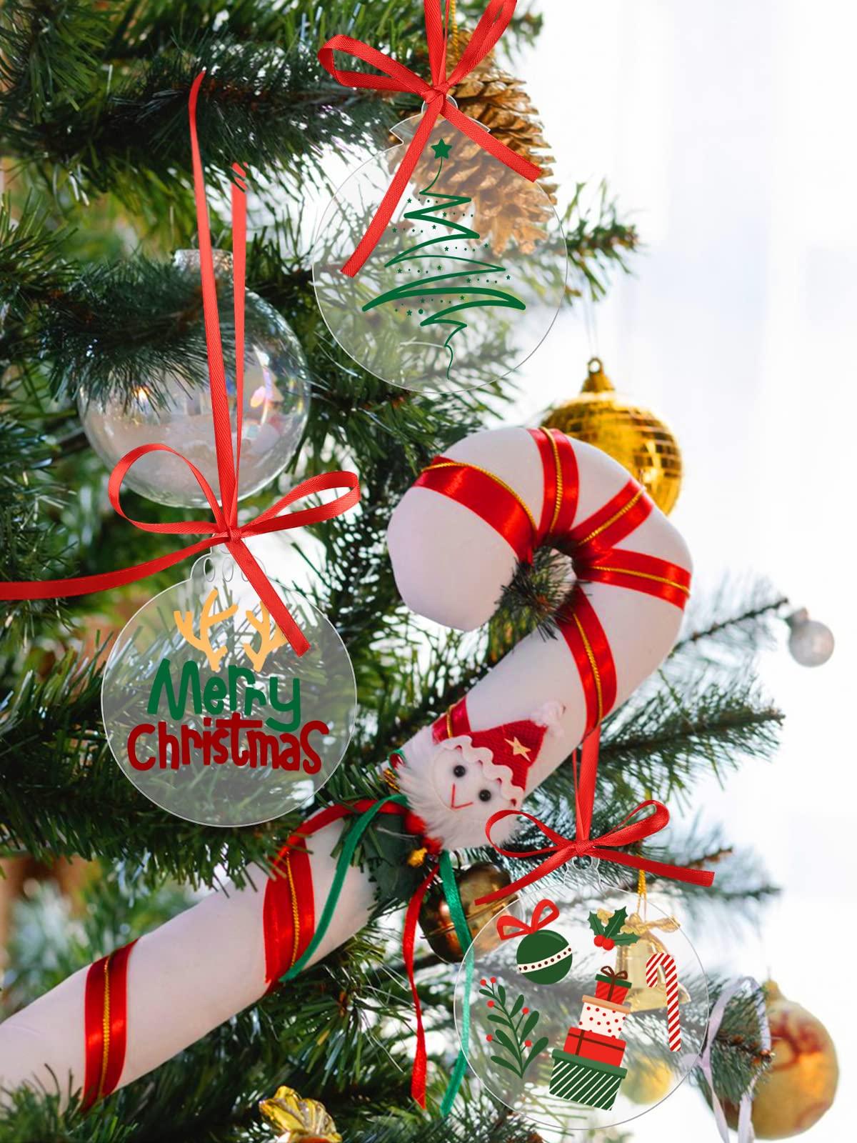 Hiseng Lot De 2 Rideaux Voilage à Oeillets, Sapin De Noël Semi-Transparent Effet Voile Décoration De Fenêtre Salle De Bain Chambre Salon Cuisine Tulle 2 Panneaux (132x182cm,Conseil