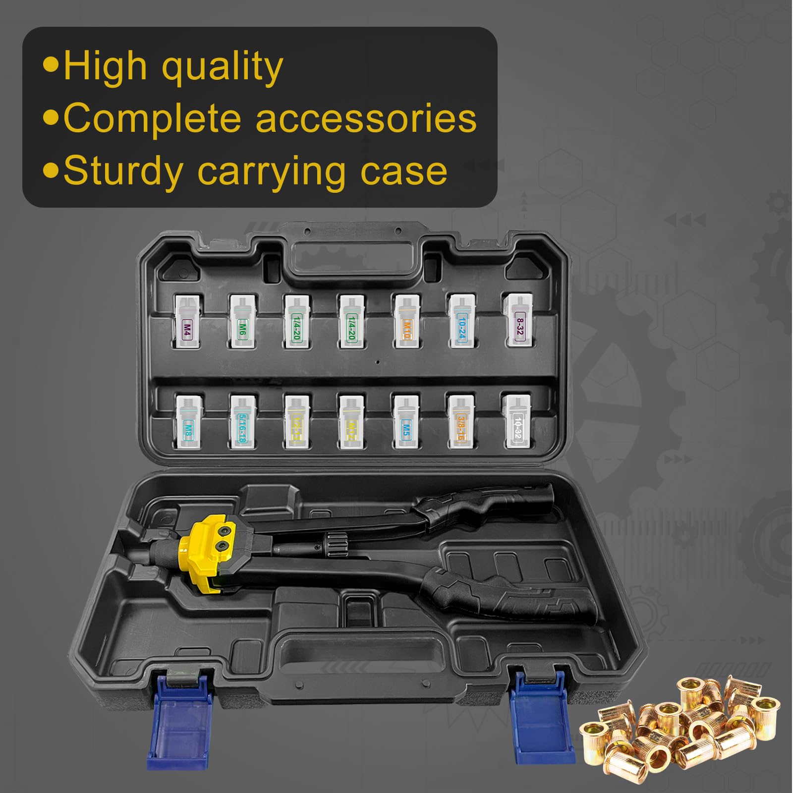 IMQUALI Rivet Nut Tool Kit - 16" + Mandrels -4 IMQUALI Rivet Nut Tool Kit - 16" + Mandrels -4