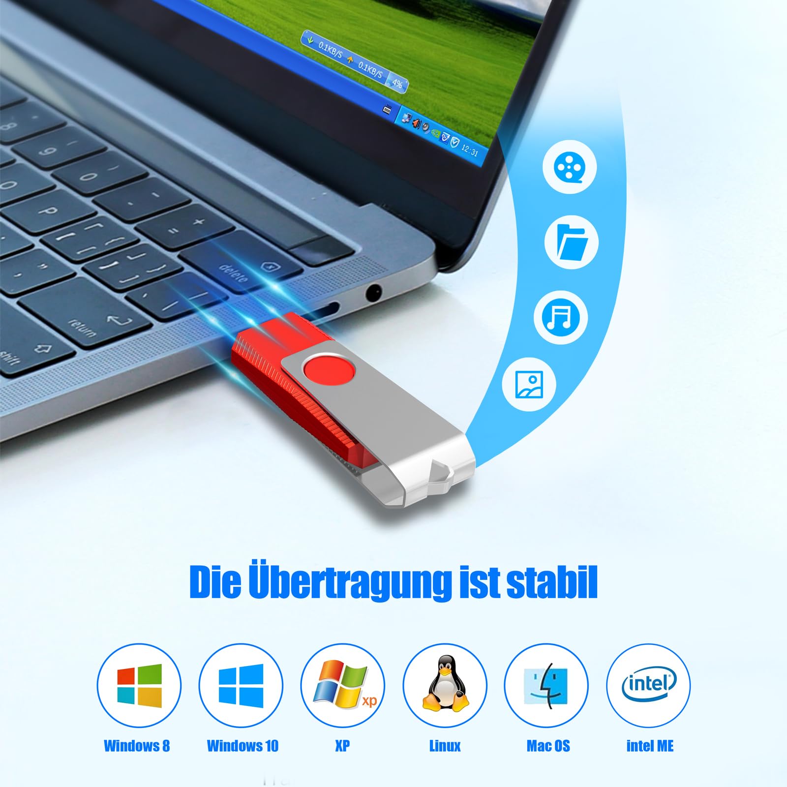 TEWENE Chiavetta USB 128 MB, set da 50 pezzi, chiavetta USB Flash Drive Stick,High Speed USB 2.0 multicolore