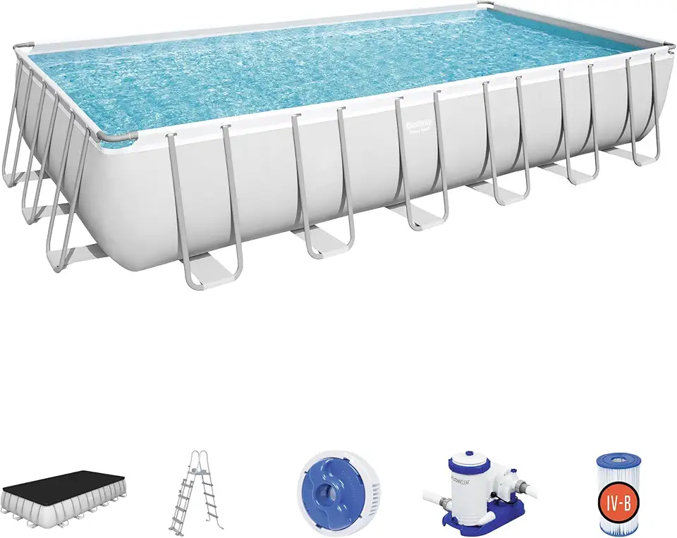 Piscines & spas gonflables été 2026 : 50 modèles pour rafraichir ton jardin Bestway piscine hors sol rectangulaire Power Steel™ 732 x 366 x 132 cm