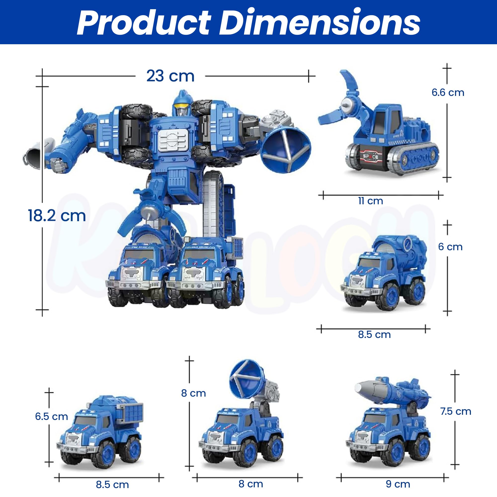 Kidology 5 In 1 Metal Outer Space Robot Action Toy For Kids Age 3+ Years – Deformation STEM Learning Robot For Kids, DIY Building Vehicle, Educational Games And Birthday Gift For Boys & Girls, Blue - Image 4 thumbnail