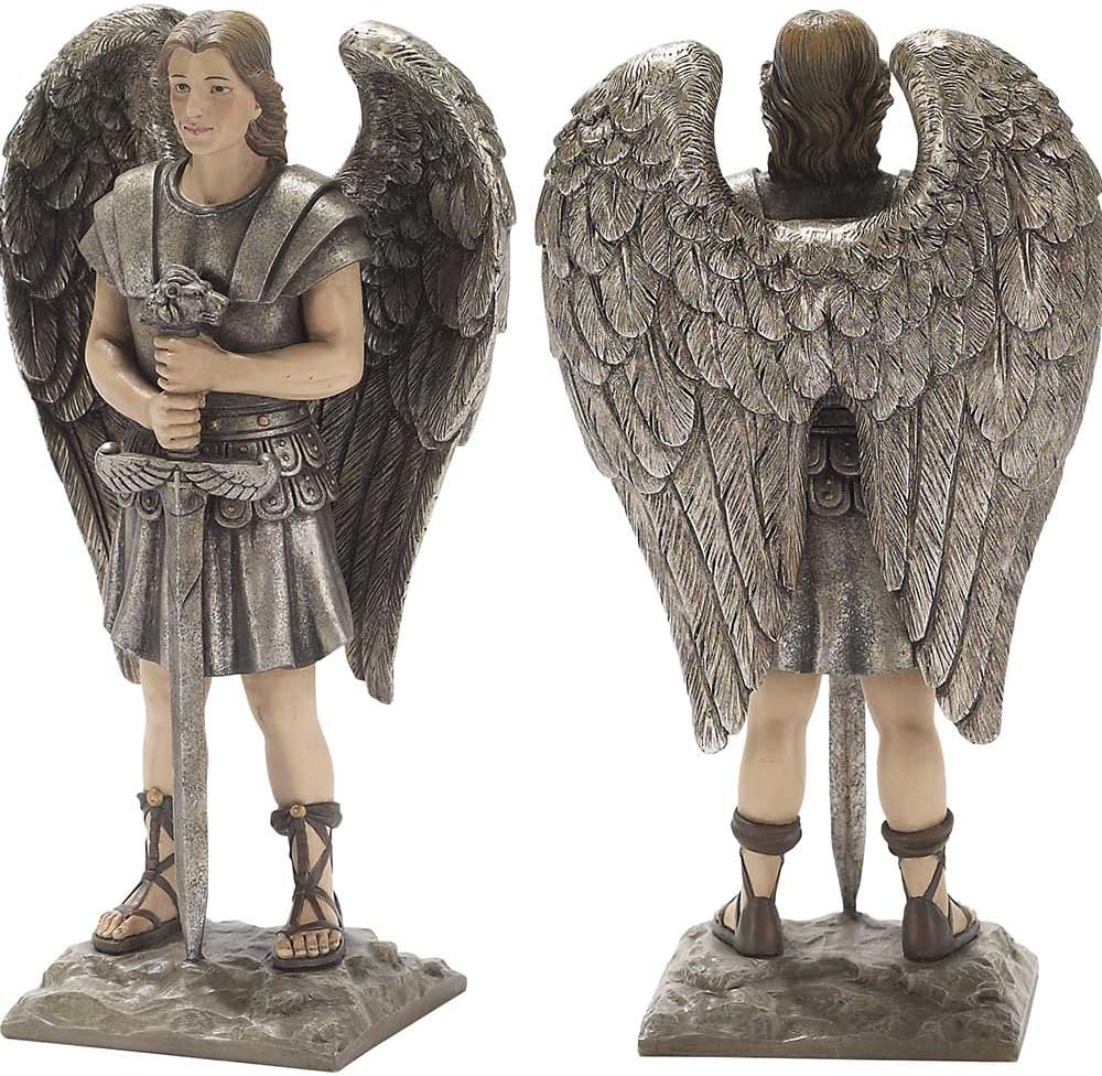 Dicksons ons Archangel Michael 8 x 6 inch Silver Tone Resin Stone Table Top Figurine