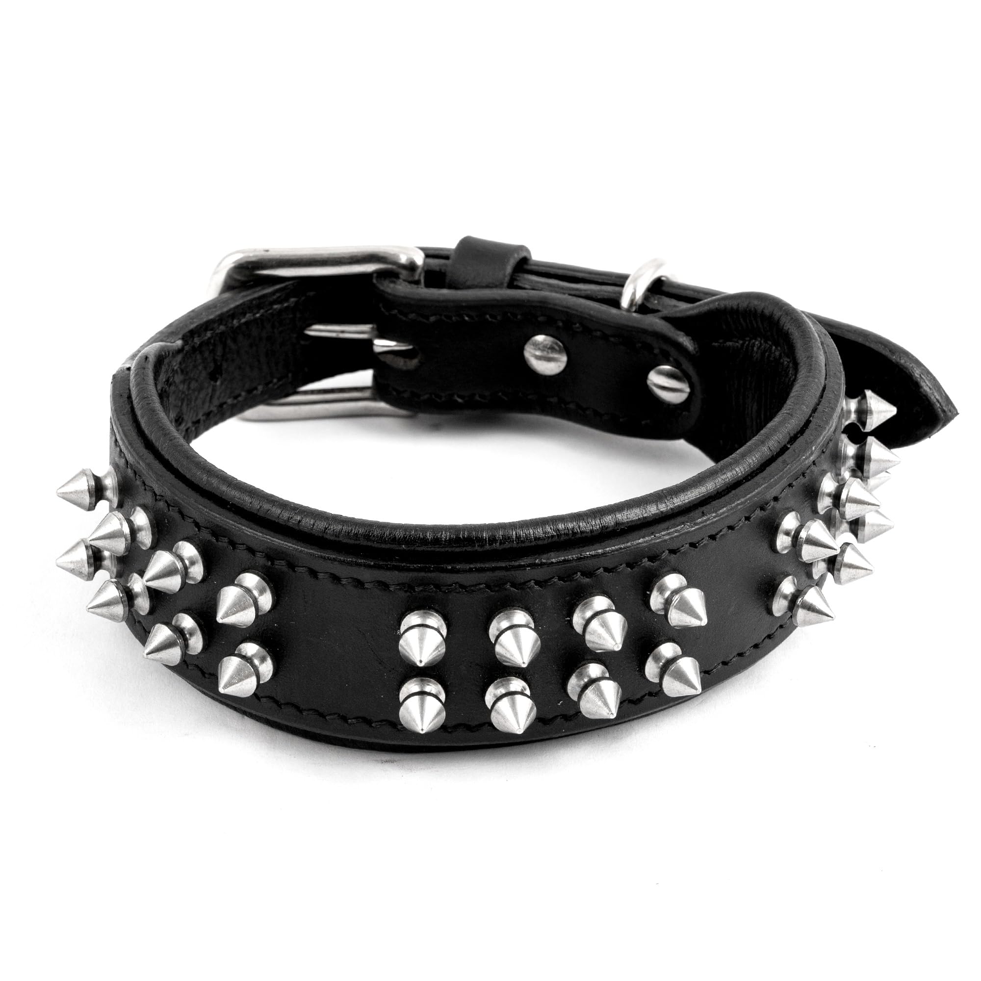 ADILS Leather Dog Collar With Spike, Adjustable Metal Buckle Studded Collars For Small, Medium, & Large Dog With D Ring, Width: 38Mm Black, Size L (B0CNLRWPZW) Amazon Price History, Amazon Price Tracker