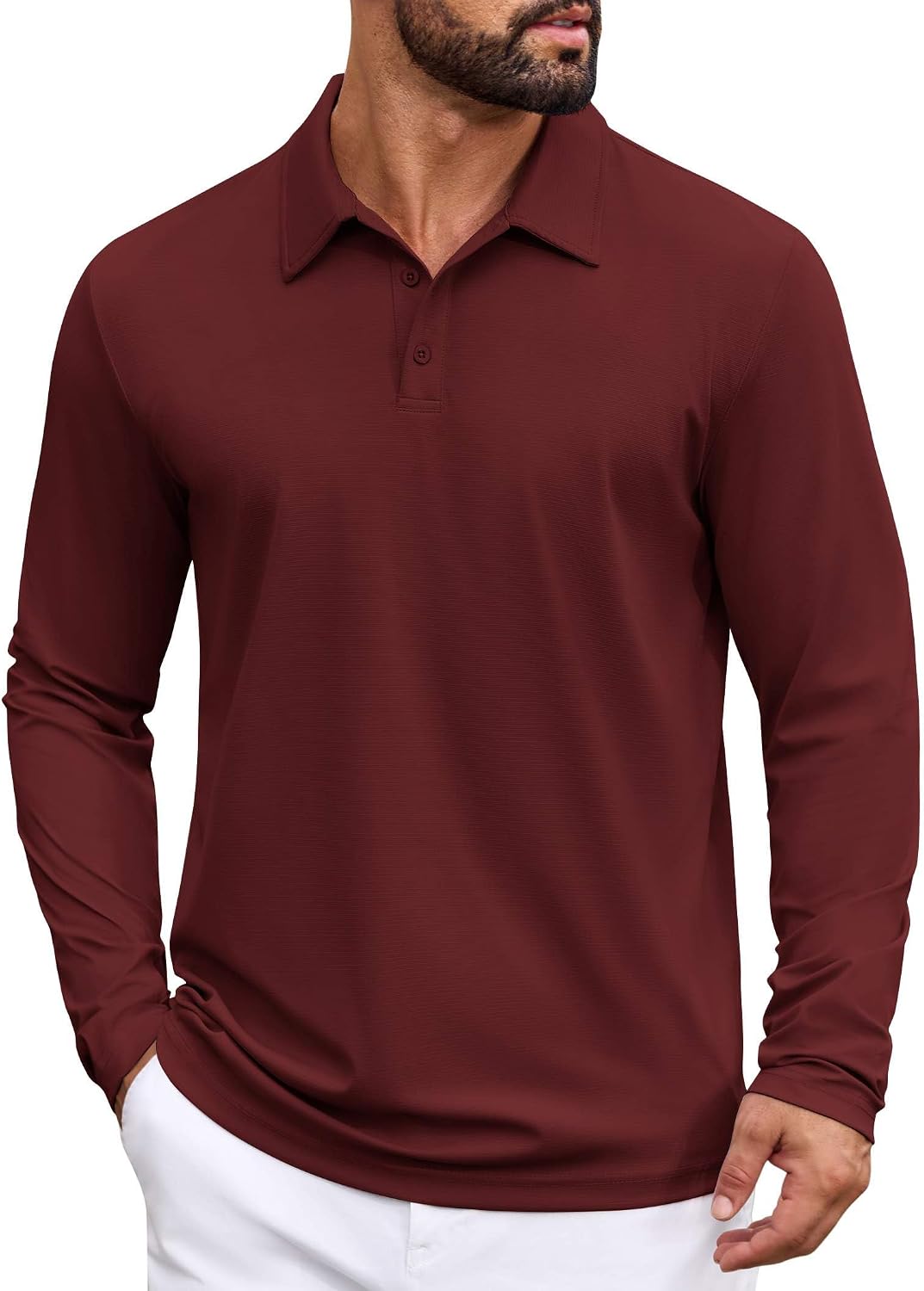 COOFANDY Mens Polo Shirts Long Sleeve Golf Sun Shirts Lightweight Moisture Wicking Regular Fit Quick Dry Collared Polos