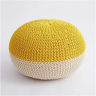 KJGHJ Cosido Moderno Color De Candy Punto Puf Pouf Ottoman Set Shoul Setcha Silla Suelo Cojín Asiento SetStool Muebles Hogar Taburete De Punto (Color : Yellow Color)