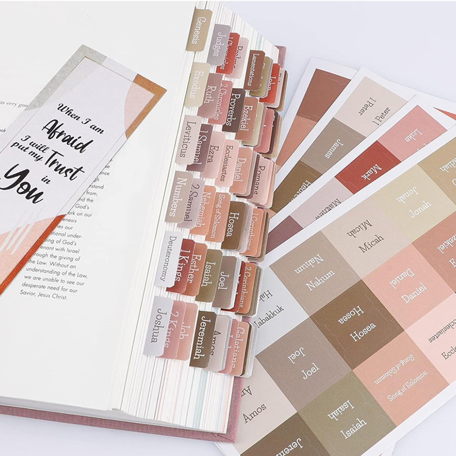 VANRA Bijbeltabbladen voor mannen en vrouwen studeren bijbel, 96 stuks zwart gelamineerde bijbeltabbladen gouden belettering grote print bijbel journaling benodigdheden voor Oude en Nieuwe Testament