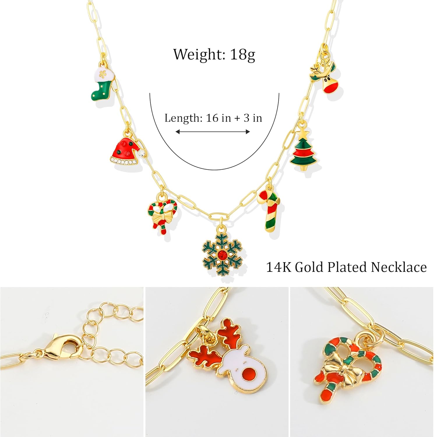 Charm Necklace for Women, 14K Gold Plated Shell Sun Starfish Summer Beach Necklace 16+3" Paperclip Chain Jewelry Gifts - Image 3