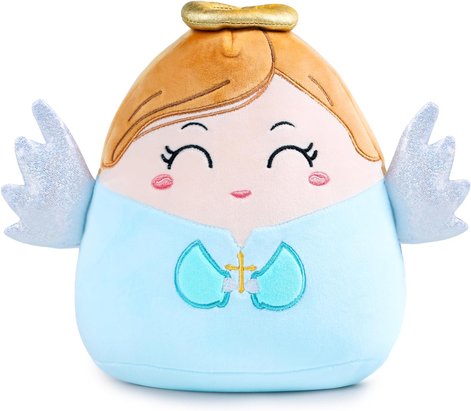 Angel Plush Angel Stuffed Animal - 8 Inches Angel Baptism Gifts Soft Pillow Cute Angel Plushies with Wings and Halo Christmas Birthday Holiday Plush Kids Boys Girls