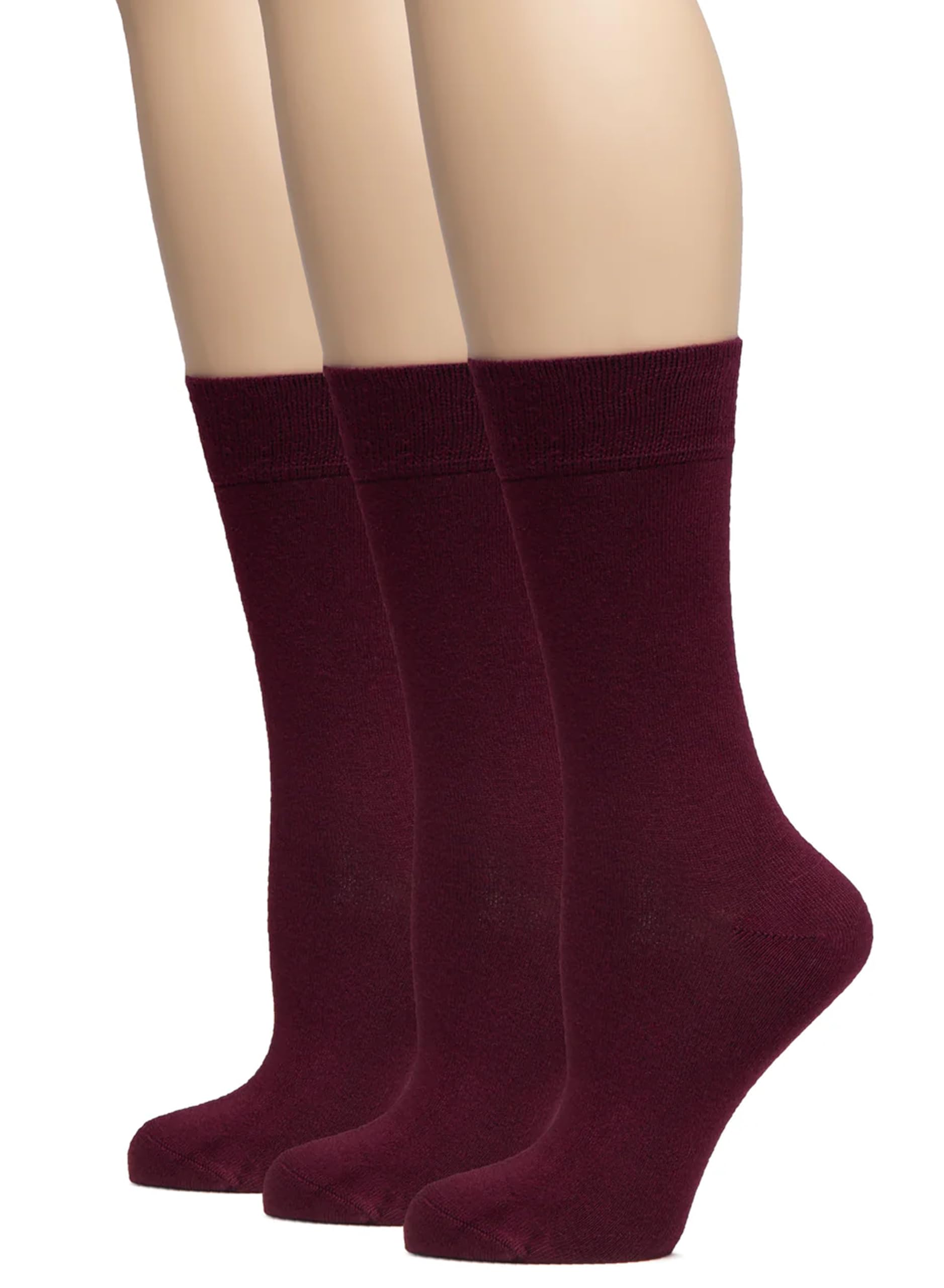 Hugh Ugoli Women's Thin Soft Rayon Derived from Bamboo Crew Socks for Dress, Trouser, Seamless Toe &amp; Non-Binding, 5-8/9-11