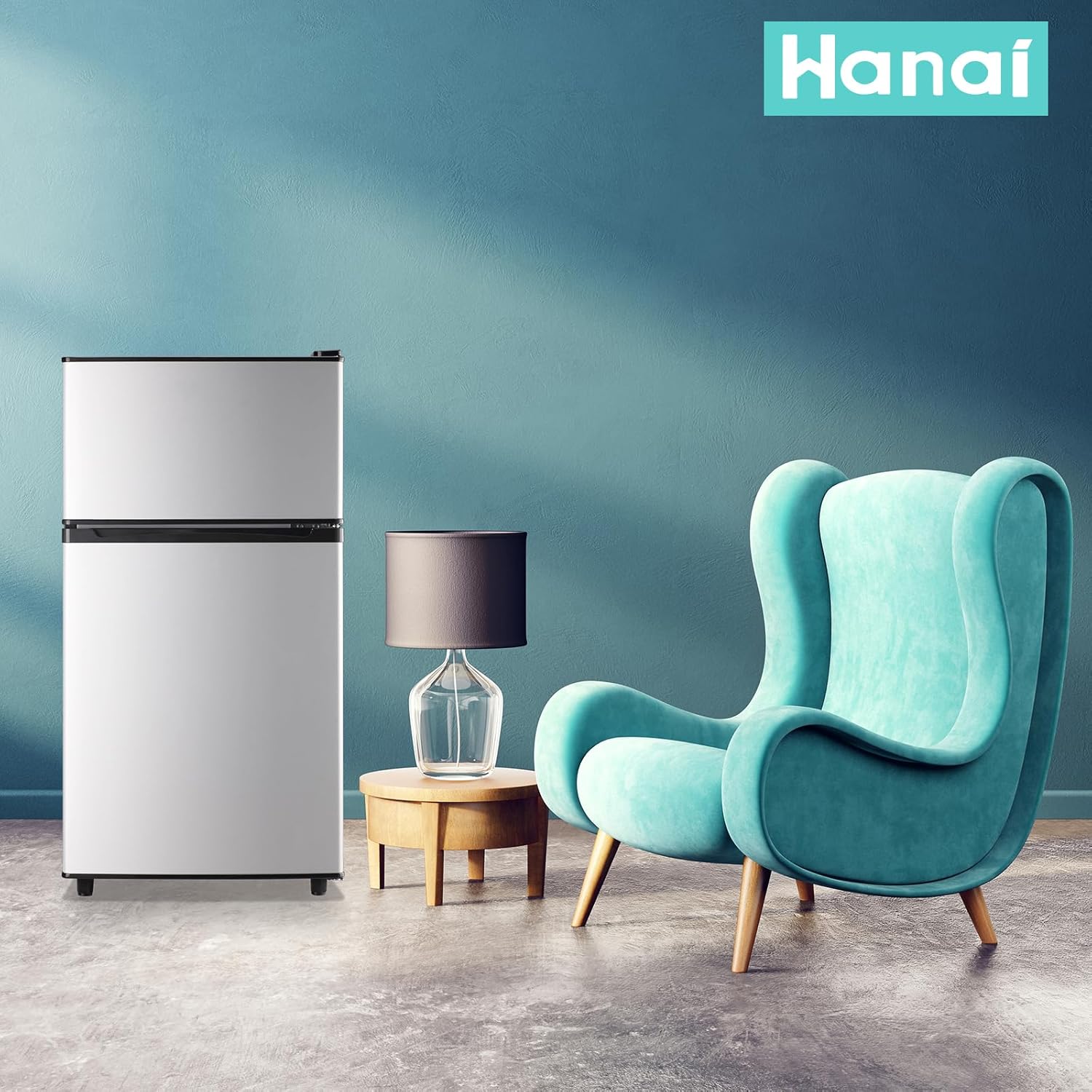 WANAI Small Refrigerator with Freezer 3.5 Cu.Ft Mini Fridge with Freezer on Top Double Door Small Fridge for Bedroom Dorm Room College Office Silver