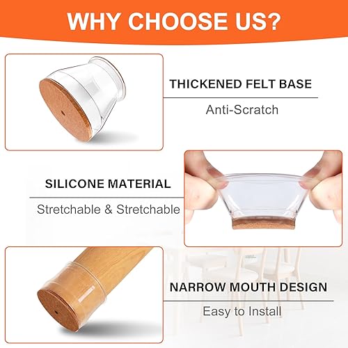 Miniatura 15 de 24 protectores de suelo para patas de silla, almohadillas de fieltro para muebles, fundas de silicona para sillas, protectores de patas de silla