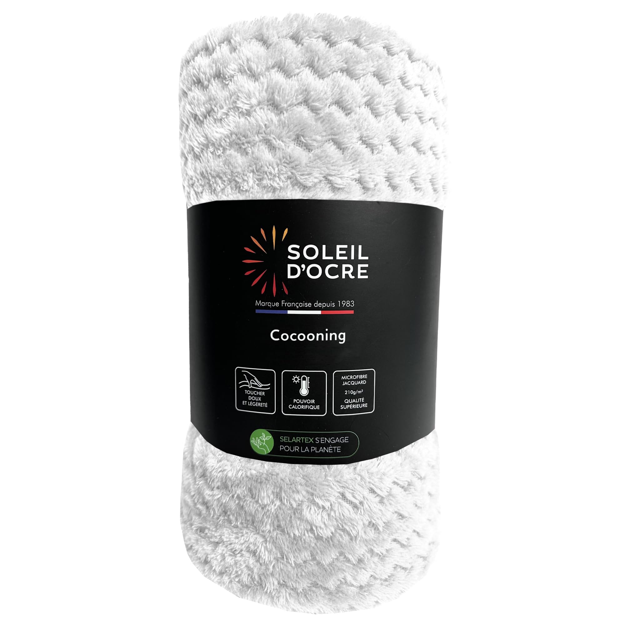 Soleil d'ocre, Cocooning Blanket 180 x 220 cm Ecru