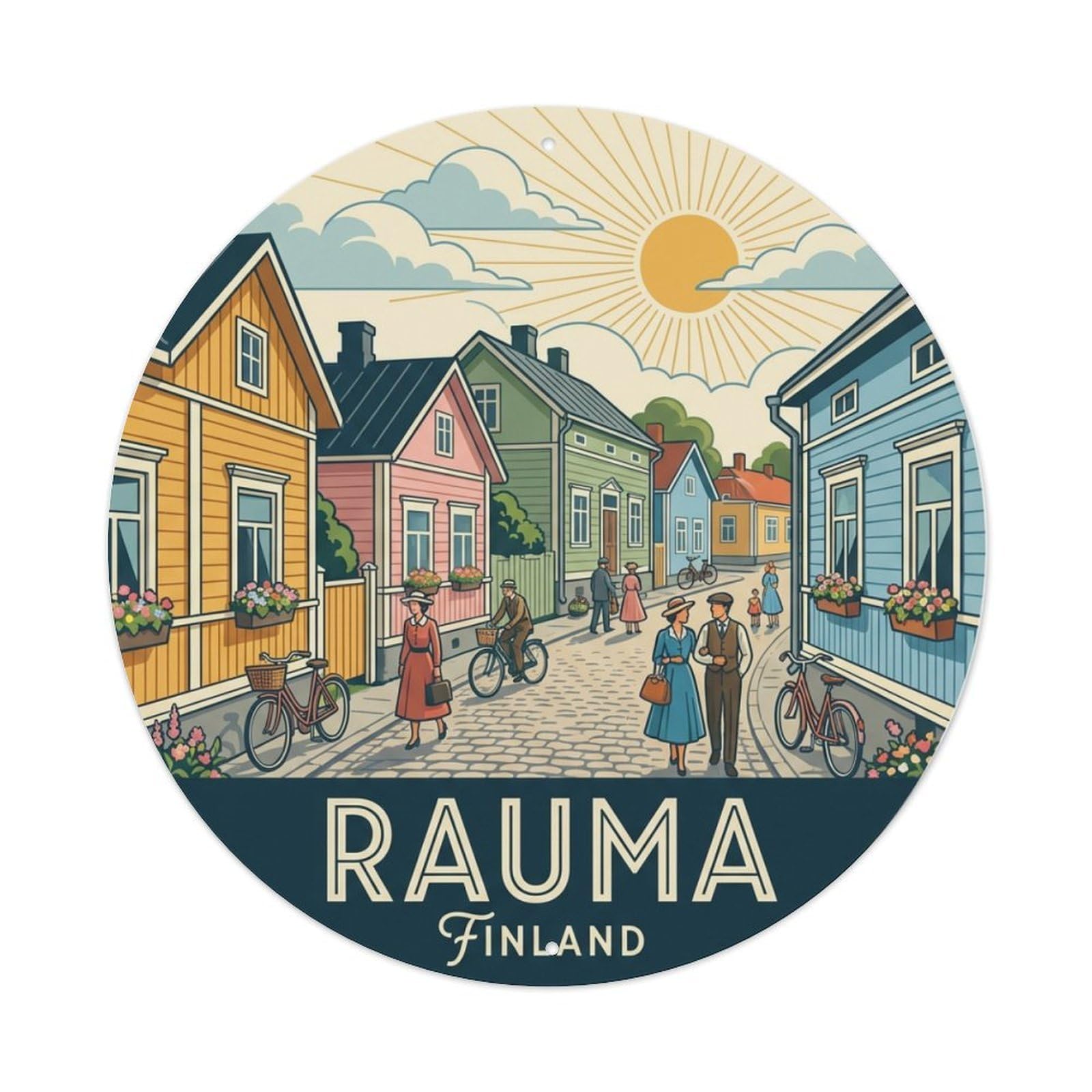 Galvaxio Style Vintage Travel Finland Rauma Metal Tin Sign
