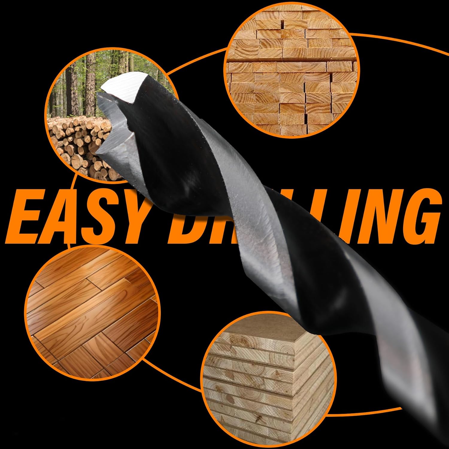 Extra Long 12" Brad Point Wood Drill Bit Set 12PCS (1/8"-1/2") Carbon Steel Long Drill Bits for Wood, Hardwood, Plywood, Plastic