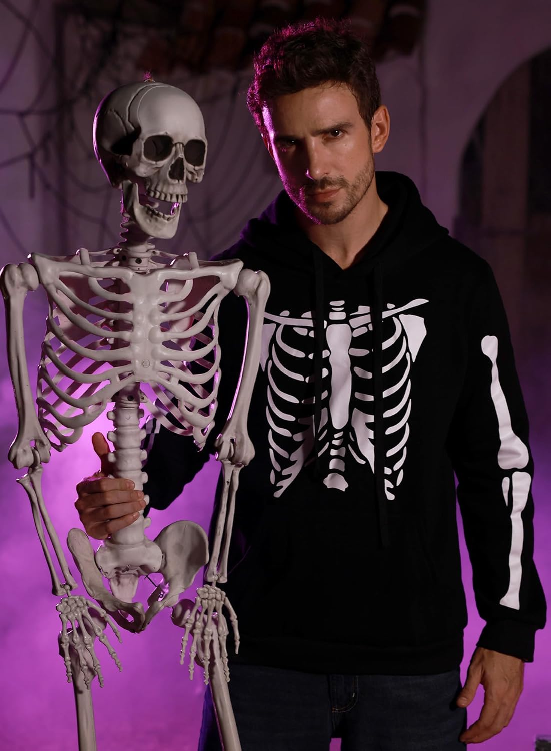 Arvilhill Mens Halloween Skeleton Hoodies Funny Sweatshirts with Pocket (S-3XL)