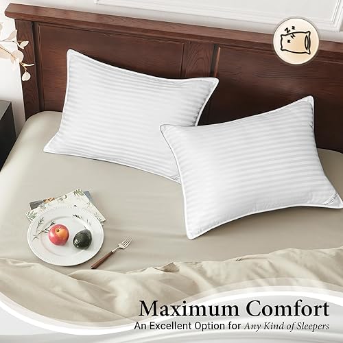 Vista 48 de Basic Beyond - Juego de 2 almohadas de cama para dormir de tamaño King, almohadas alternativas de plumón de lujo, colección de hotel, color negro