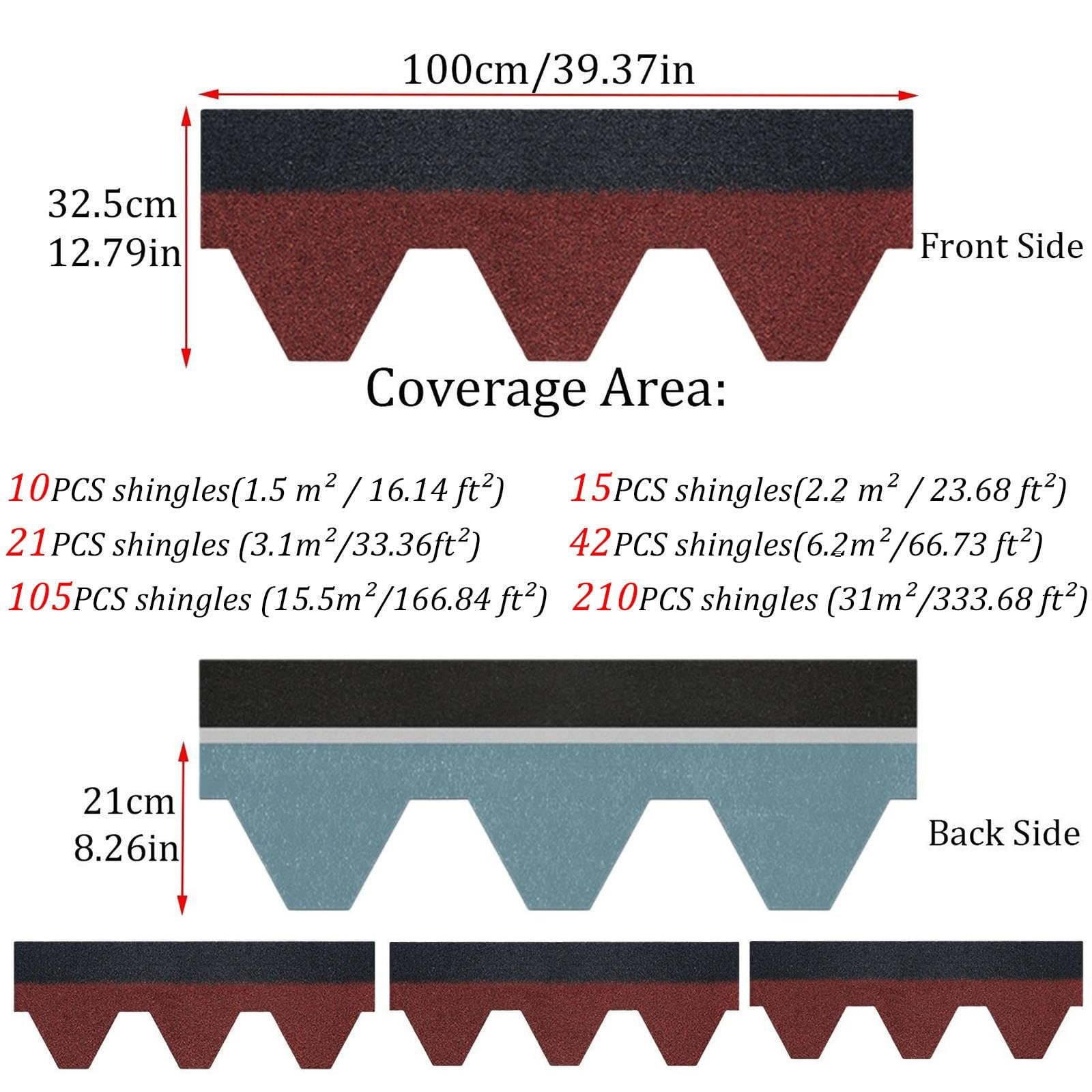 Tejas asfálticas impermeables de 39,37 x 12,79 pulgadas
