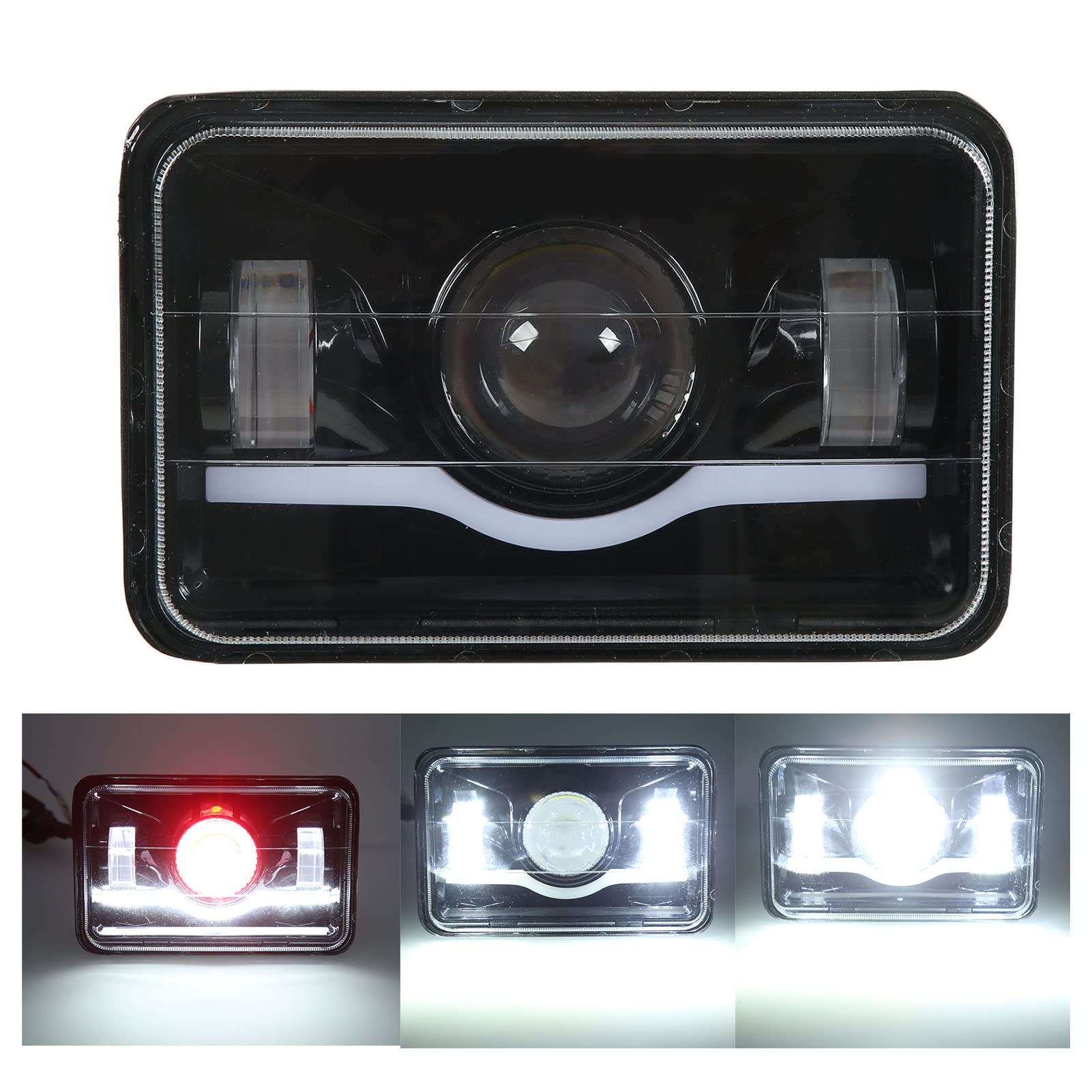 Tbest Faro a LED Quadrato Faro Anteriore a LED 100W 6000K Luce di Marcia Antiriflesso Segnale di Svolta Abbaglianti per ATV SUV Camion Veicolo Costruzione