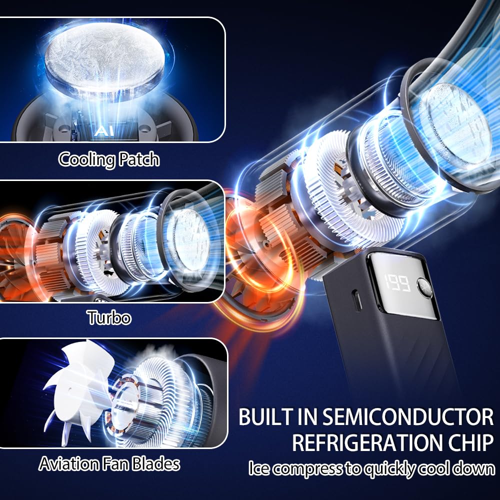 Ventilatore Da Tavolo CATGIFF - Display LED, Batteria 5000mAh, 199 Velocità, Viola - Foto 2