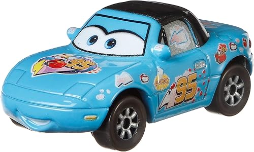 Miniatura 2 de Disney Cars Toys Paquete de 2 Dinoco Mia & Dinoco Tia, vehículos de personajes favoritos de los fanáticos fundidos a presión a escala 1:55 para