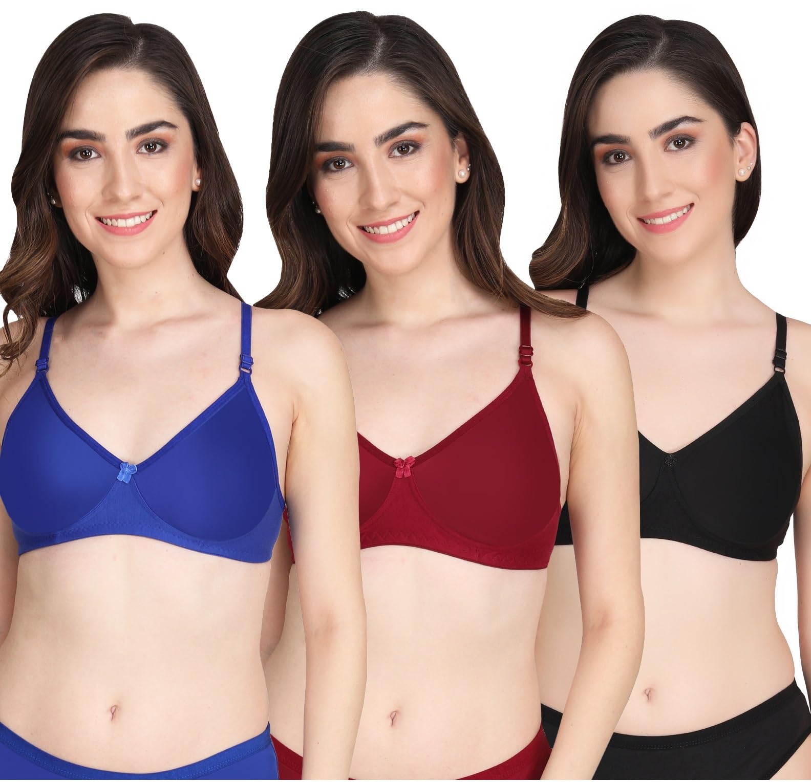 Liigne Women Padded Bra - Made of Pure Cotton Full Coverage Non Wired Seamless Pushup Soft Cup for T-Shirt Saree Dress Sports Garment for Daily Use (Pack of 3) (B0BHJNXW28) Amazon Price History, Amazon Price Tracker